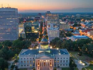 Aerial photo of Columbia to illustrate fixes for cybersecurity in Columbia, SC