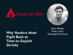 headshot of author Sean webb and the title of the article about time-to-exploit